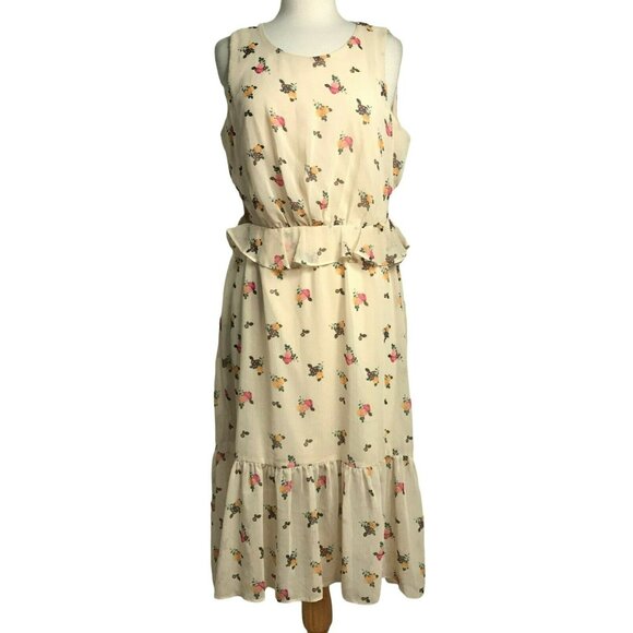 Miss Selfridge Floral Ruffled Open Back Cottagecore Tiered Lined Dress Sz 12 NEW - Picture 2 of 10